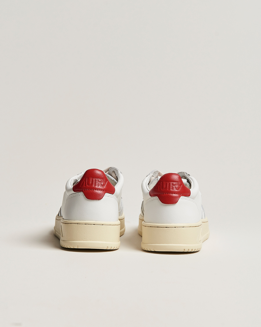 Herre | Autry Medalist Low Super Soft Leather Sneaker White/Red | Autry | Medalist Low Super Soft Leather Sneaker White/Red