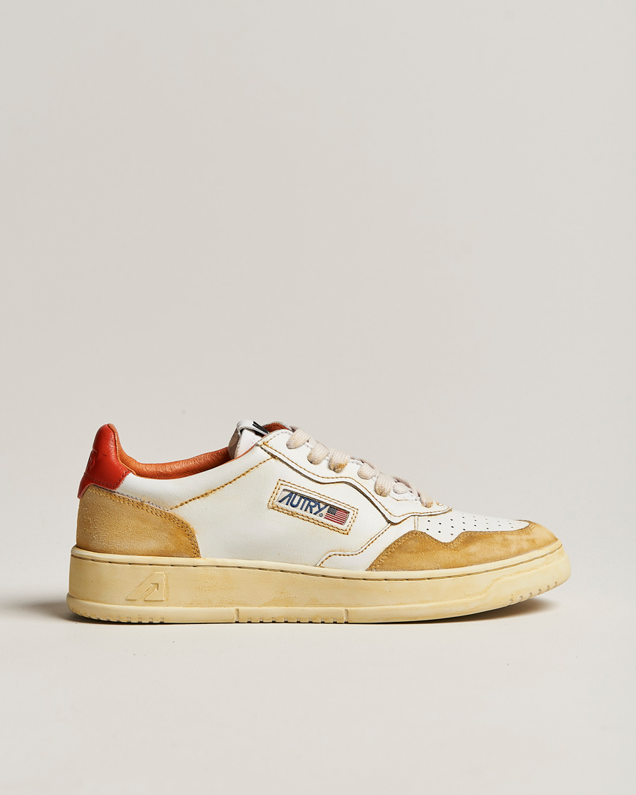 Herre | Autry Super Vintage Low Leather/Suede Sneaker Leat White/Orange | Autry | Super Vintage Low Leather/Suede Sneaker Leat White/Orange