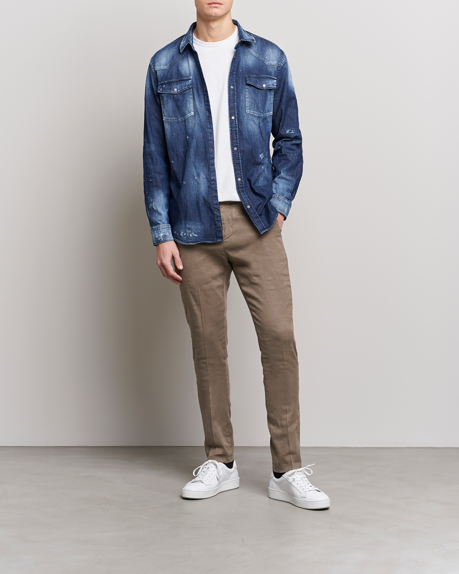Herre | Bukser | Dondup | Gaubert Linen Stretch Chinos Light Brown