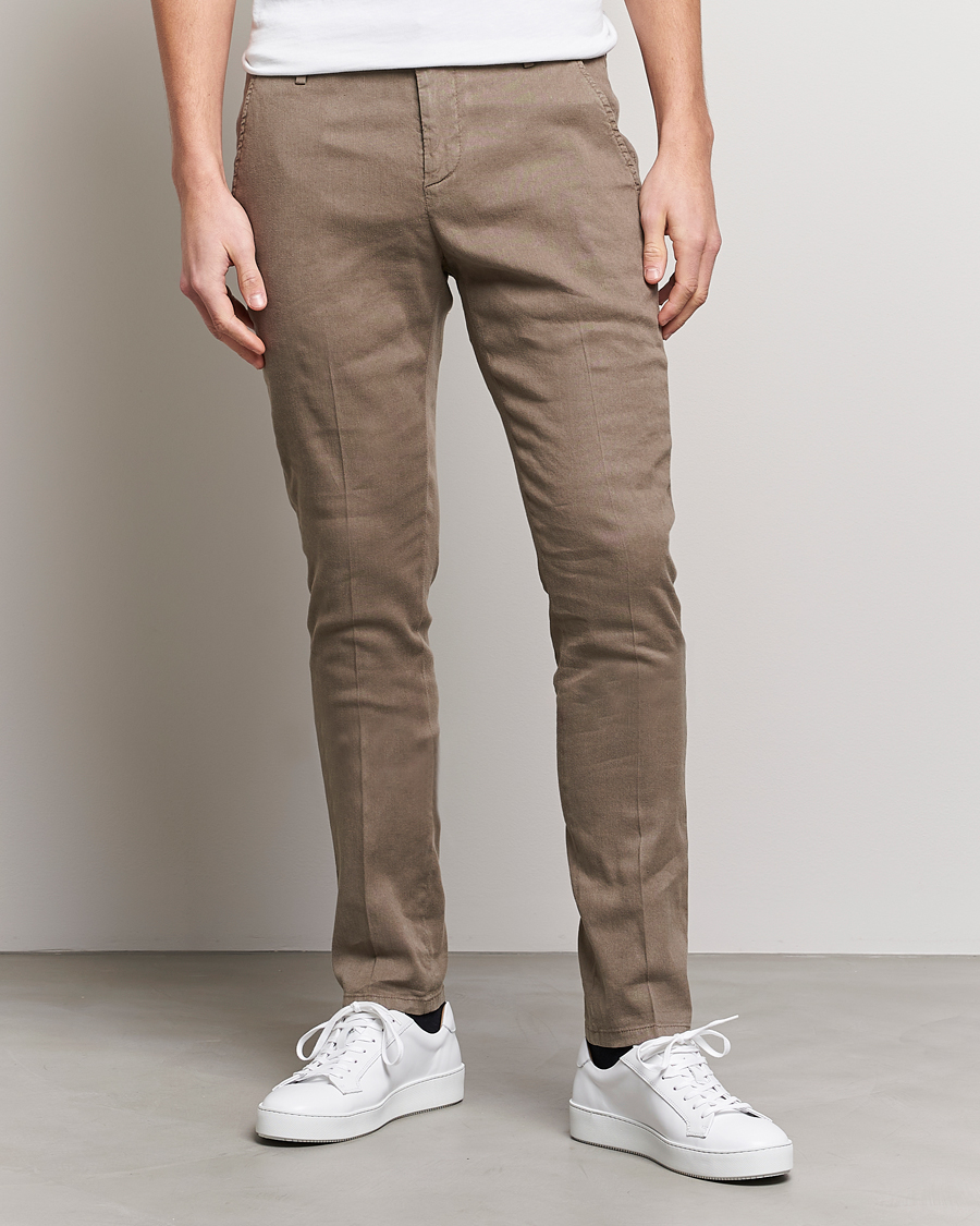 Herre |  | Dondup | Gaubert Linen Stretch Chinos Light Brown