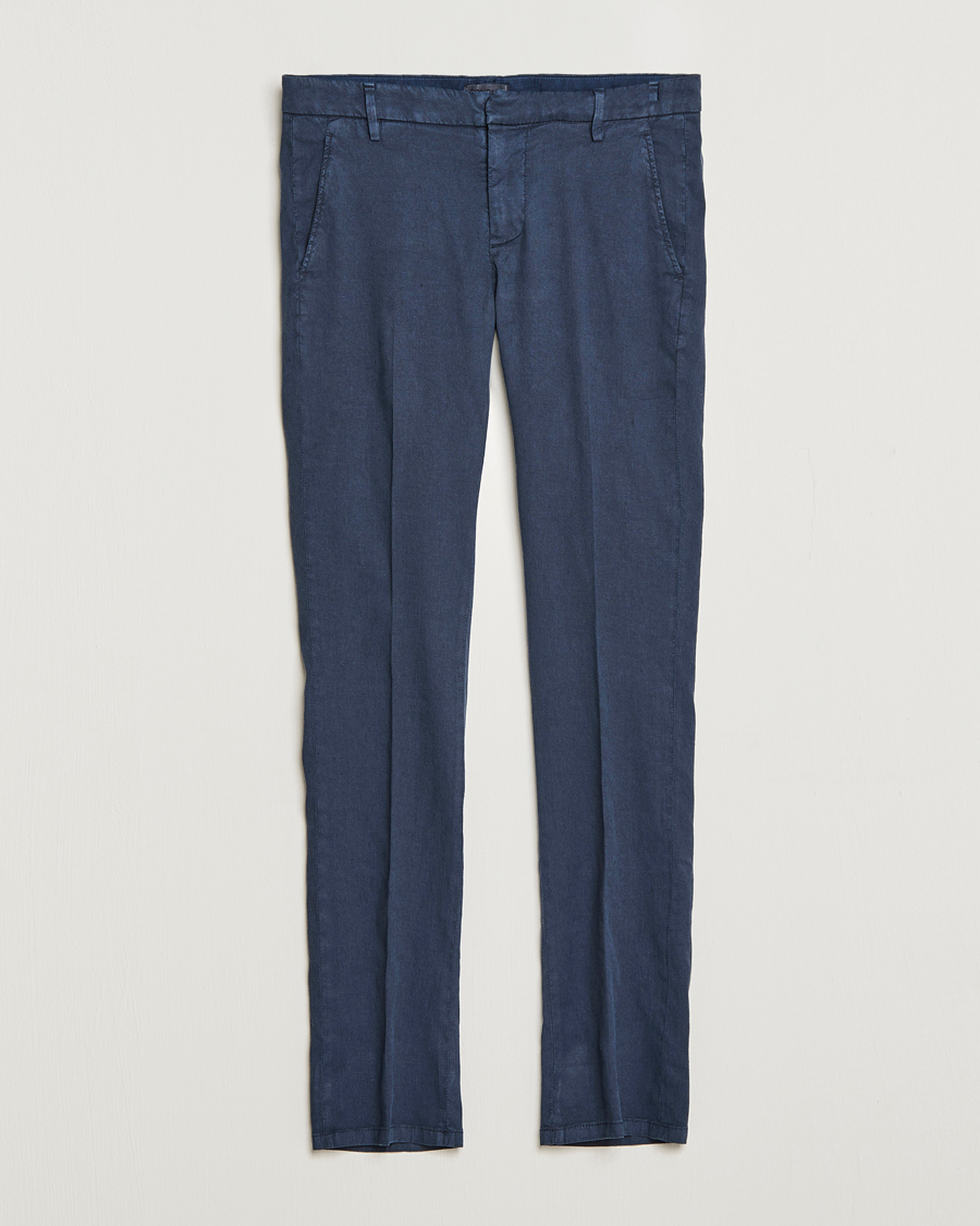 Herre | Bukser | Dondup | Gaubert Linen Stretch Chinos Navy