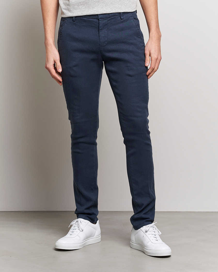 Herre | Bukser | Dondup | Gaubert Linen Stretch Chinos Navy