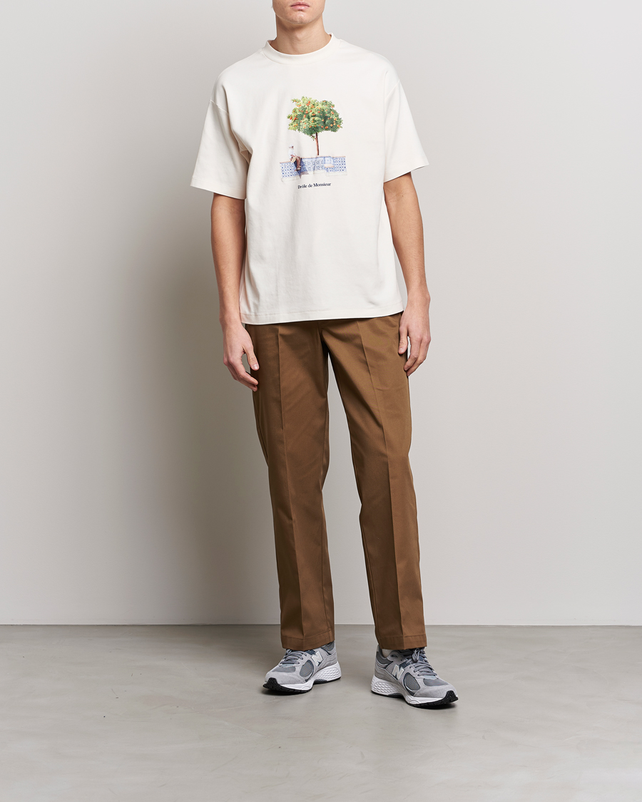 Herre | T-Shirts | Drôle de Monsieur | Oranger Print T-Shirt Off White