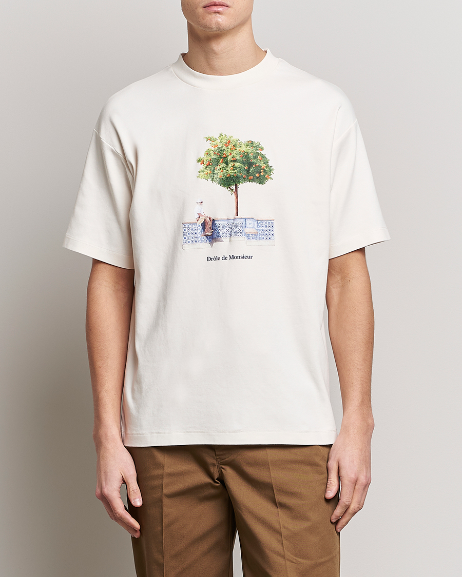 Herre | Nye varemærker | Drôle de Monsieur | Oranger Print T-Shirt Off White