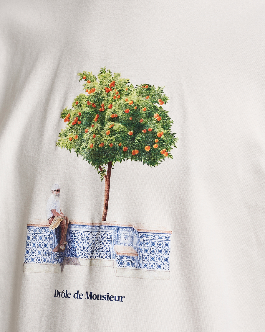 Herre | T-Shirts | Drôle de Monsieur | Oranger Print T-Shirt Off White