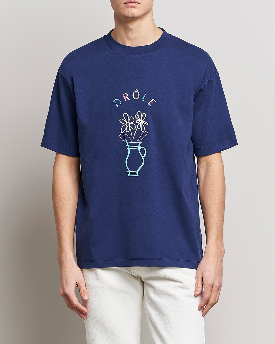 Herre | T-Shirts | Drôle de Monsieur | Pot de Fleur T-Shirt Navy