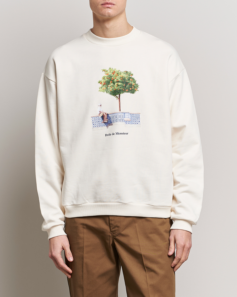 Herre | Trøjer | Drôle de Monsieur | Oranger Print Sweatshirt Off White