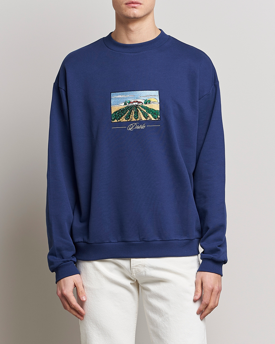 Herre | Sweatshirts | Drôle de Monsieur | Vignes Embroidered Sweatshirt Navy
