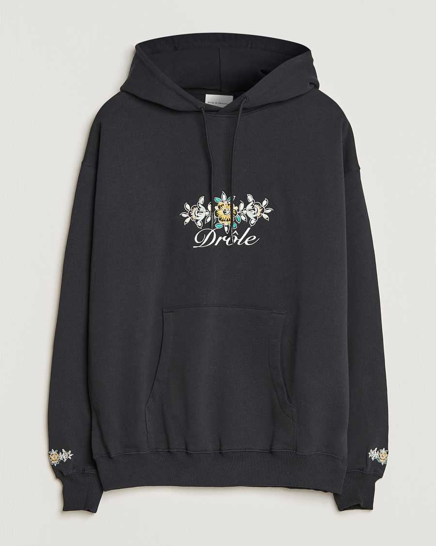 Herre | Trøjer | Drôle de Monsieur | Fleur Embroidered Hoodie Black