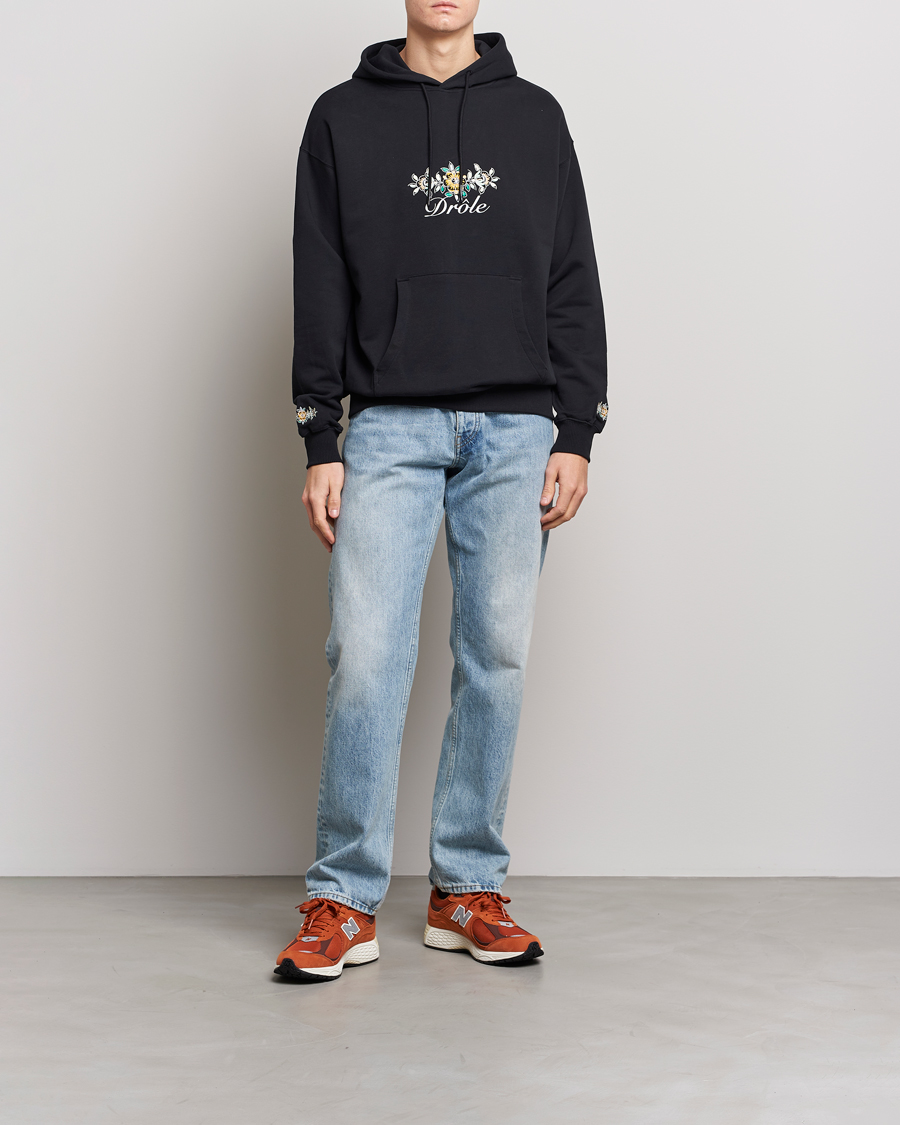 Herre | Trøjer | Drôle de Monsieur | Fleur Embroidered Hoodie Black