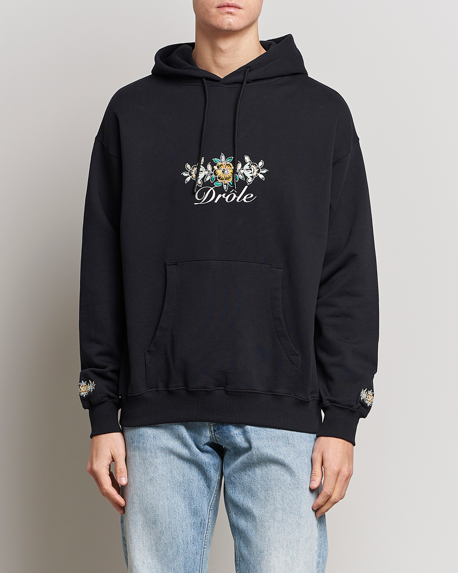 Herre | Trøjer | Drôle de Monsieur | Fleur Embroidered Hoodie Black