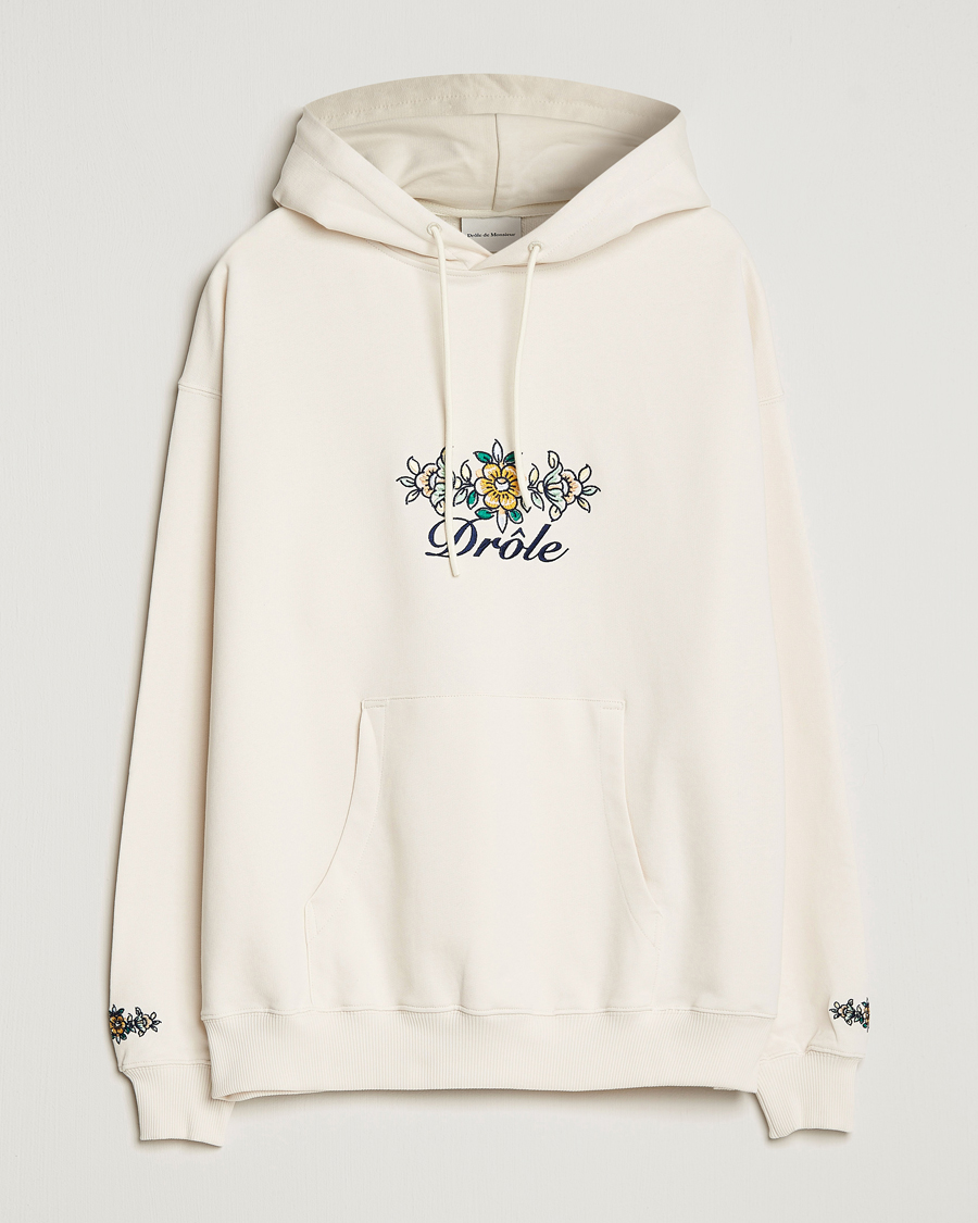 Herre | Trøjer | Drôle de Monsieur | Fleur Embroidered Hoodie Off White