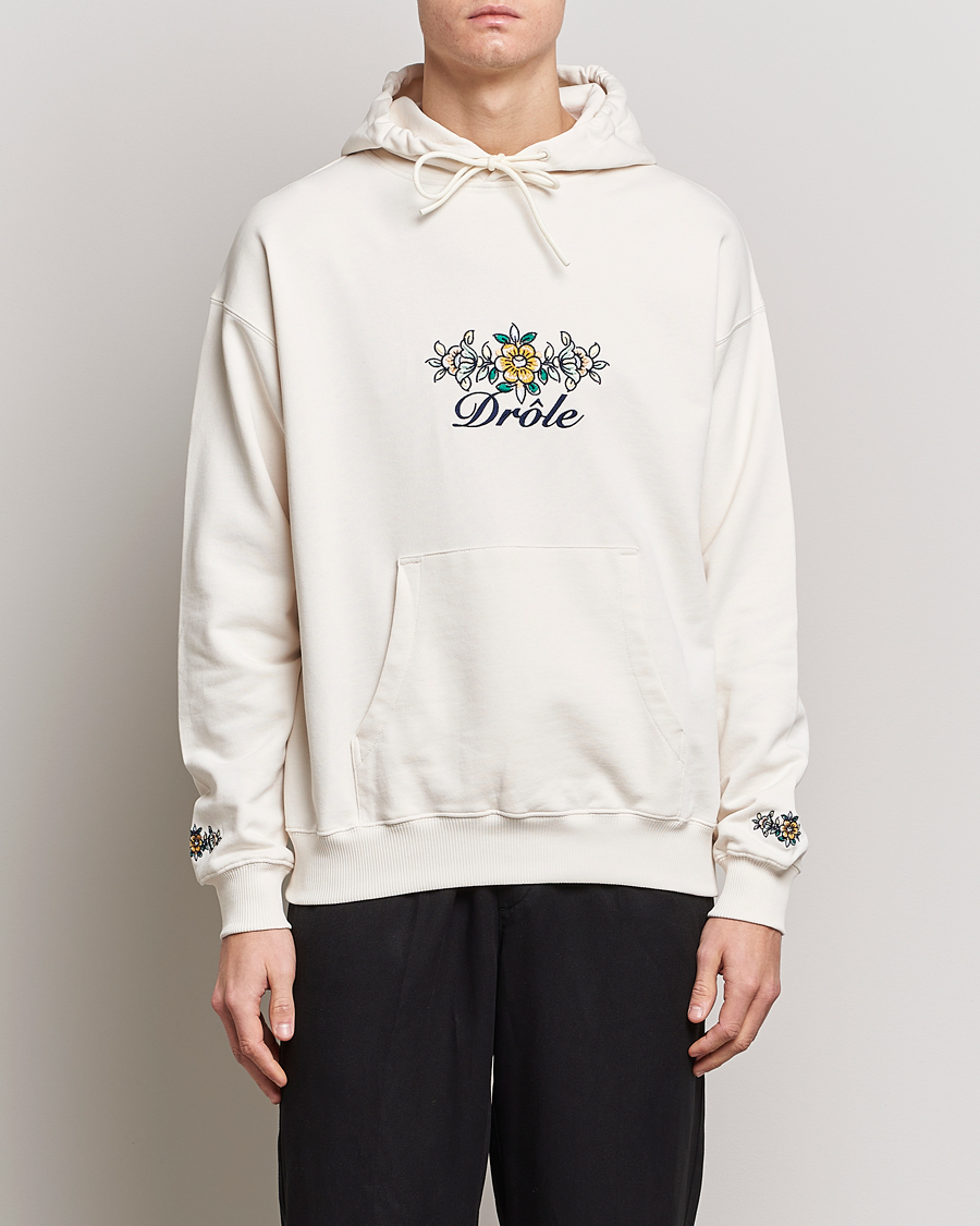 Herre | Trøjer | Drôle de Monsieur | Fleur Embroidered Hoodie Off White