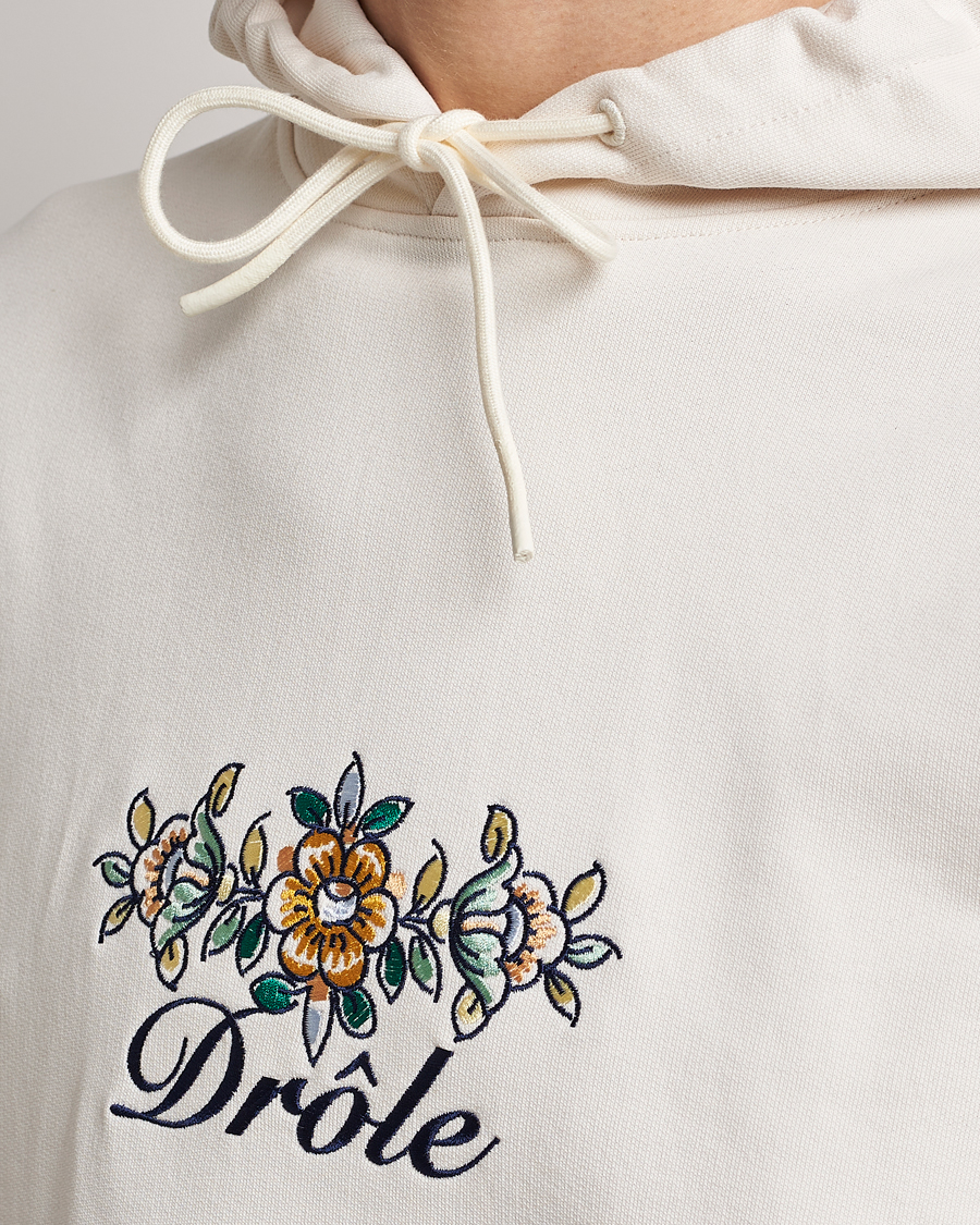 Herre | Trøjer | Drôle de Monsieur | Fleur Embroidered Hoodie Off White