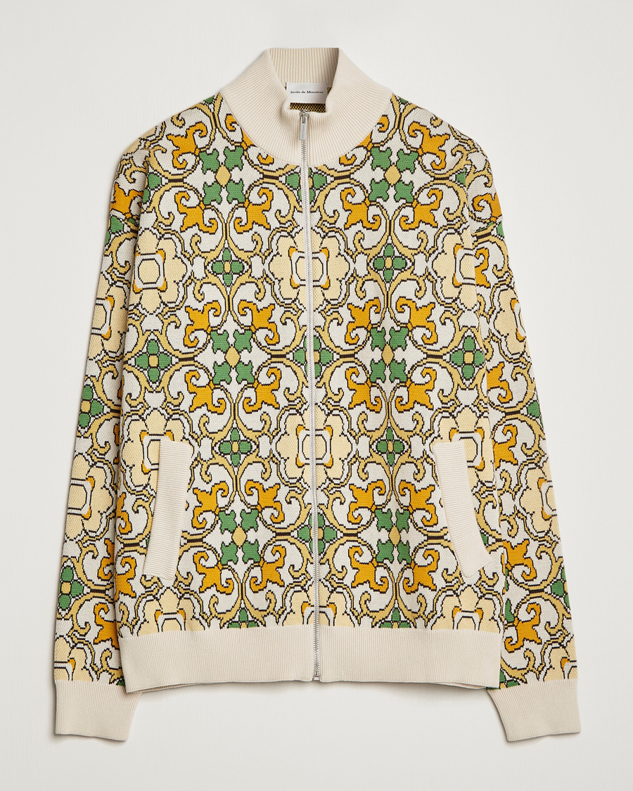 Herre | Jakker | Drôle de Monsieur | Jacquard Ornaments Zip Blouson Yellow/Green