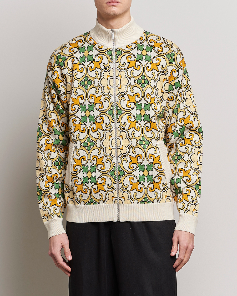 Herre | Jakker | Drôle de Monsieur | Jacquard Ornaments Zip Blouson Yellow/Green