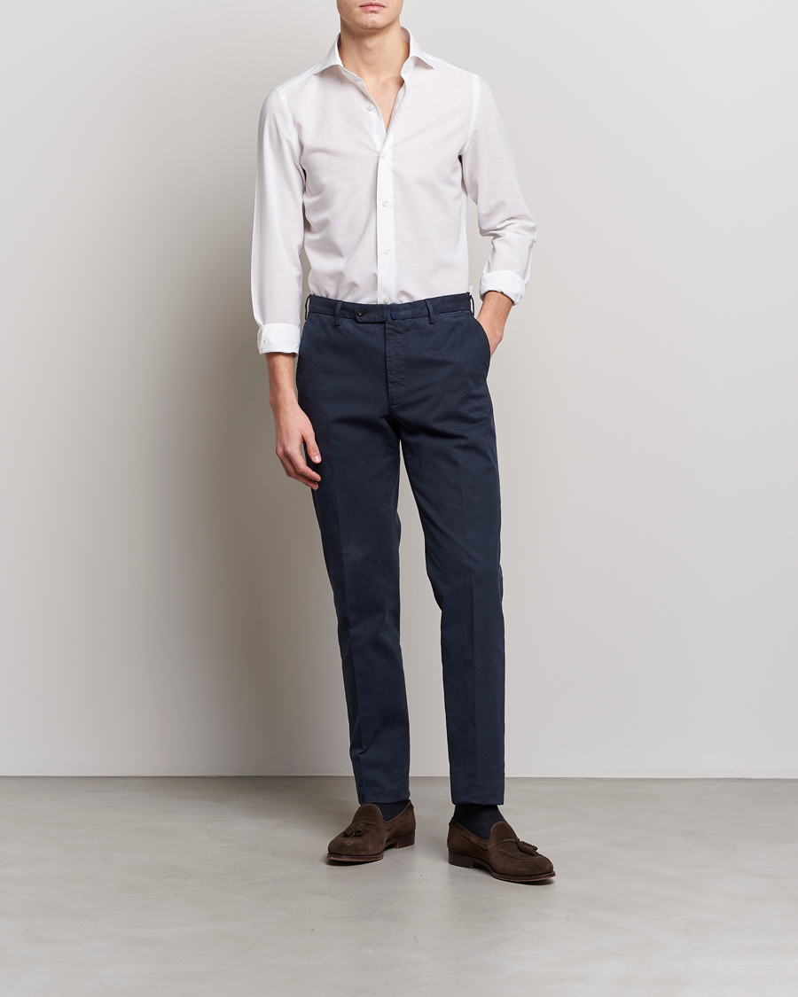 Herre | Skjorter | Finamore Napoli | Milano Slim Linen Dress Shirt White