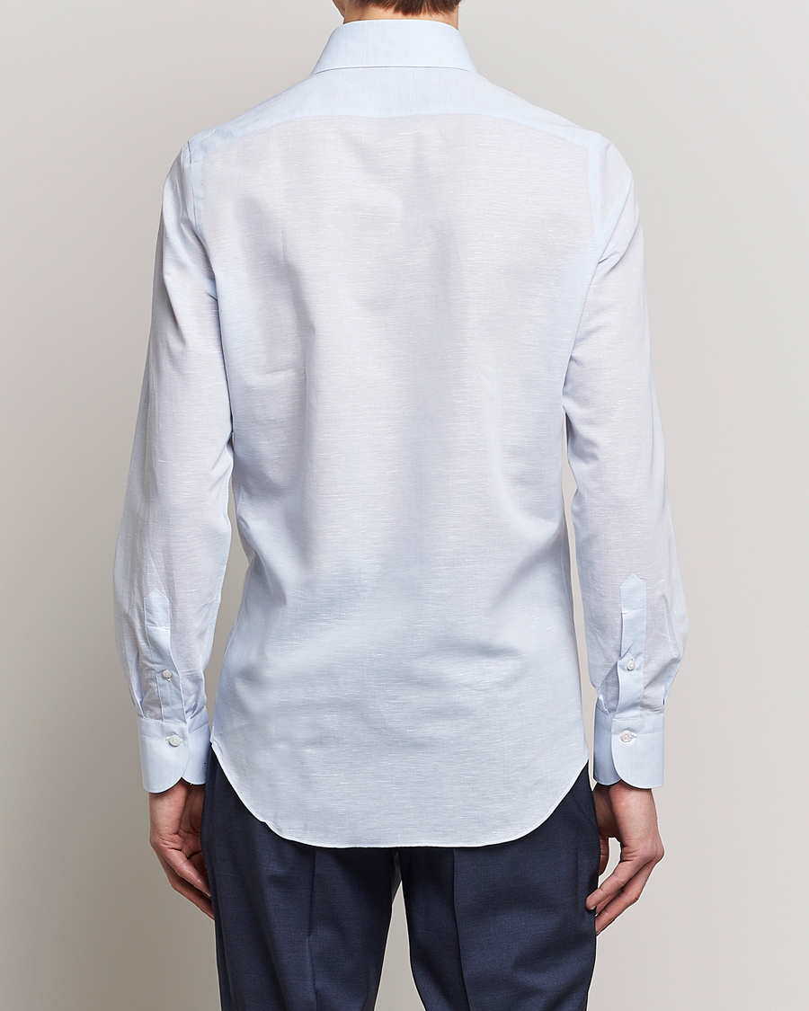 Herre | Skjorter | Finamore Napoli | Milano Slim Linen Dress Shirt Light Blue