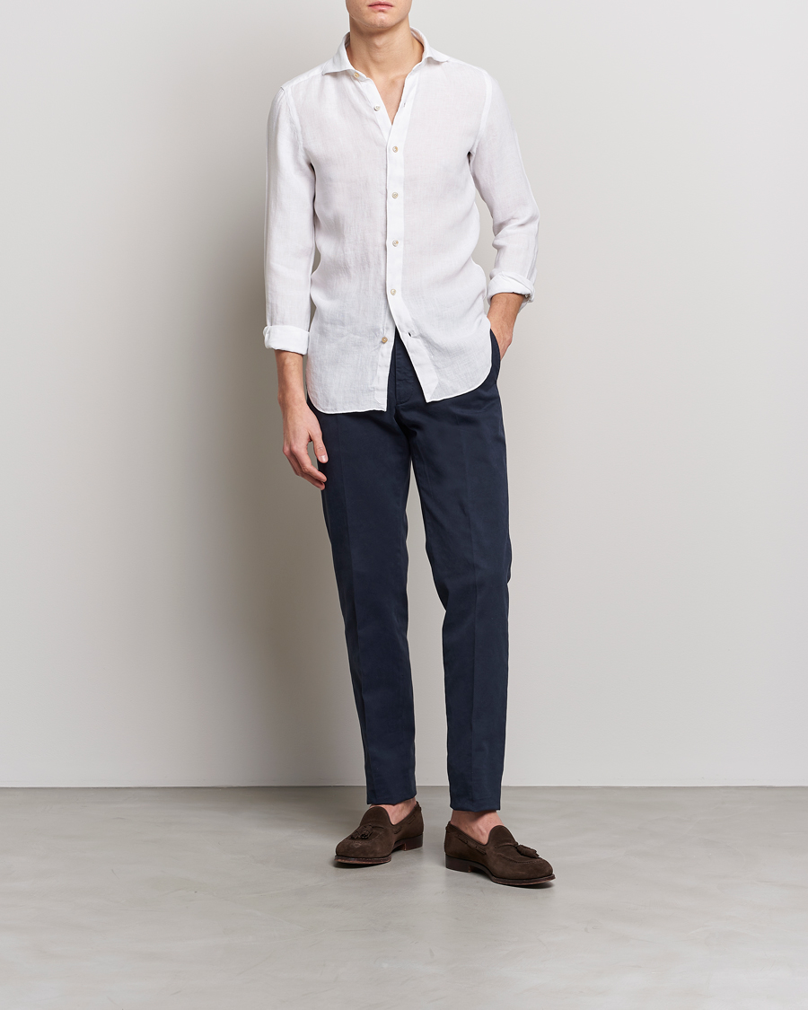 Herre | Skjorter | Finamore Napoli | Tokyo Slim Linen Shirt White