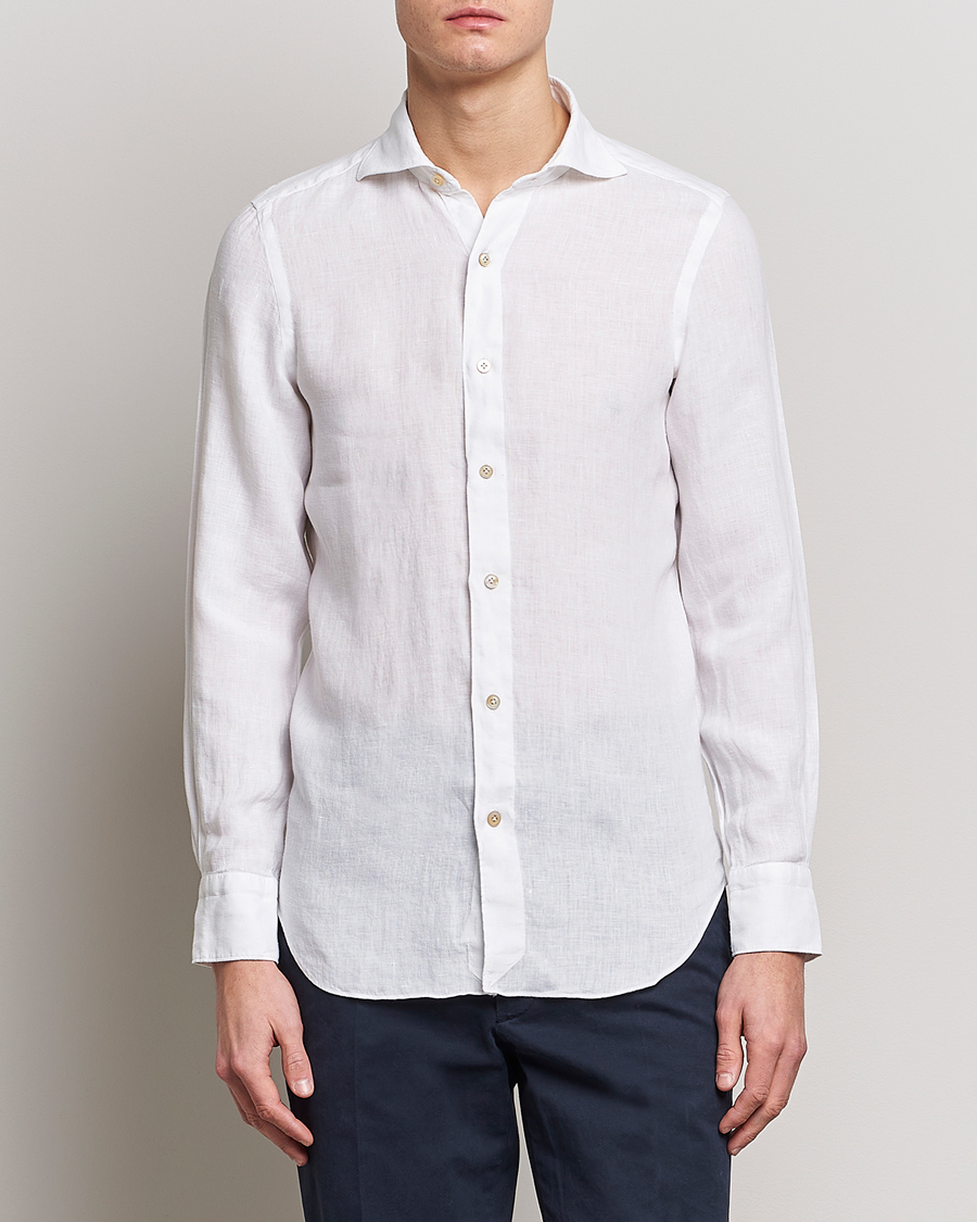 Herre | Skjorter | Finamore Napoli | Tokyo Slim Linen Shirt White