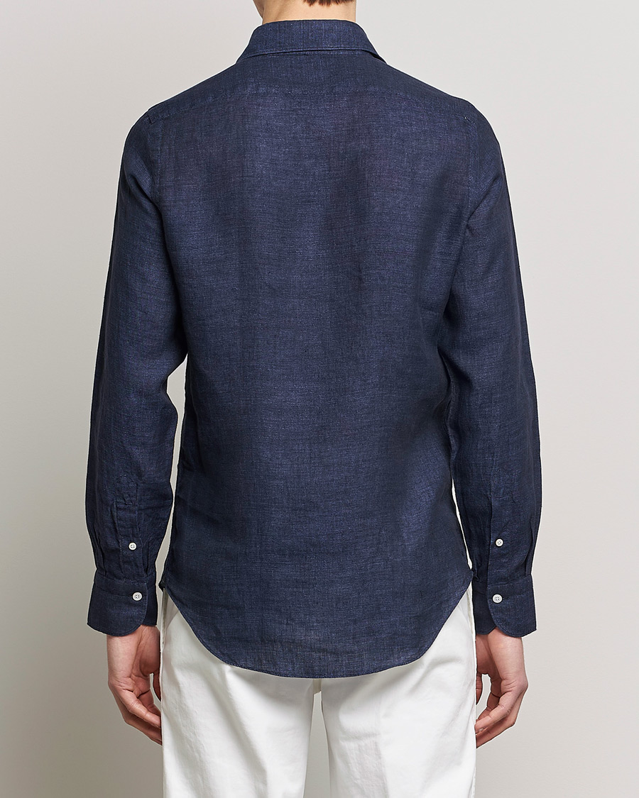 Herre | Skjorter | Finamore Napoli | Tokyo Slim Linen Shirt Navy
