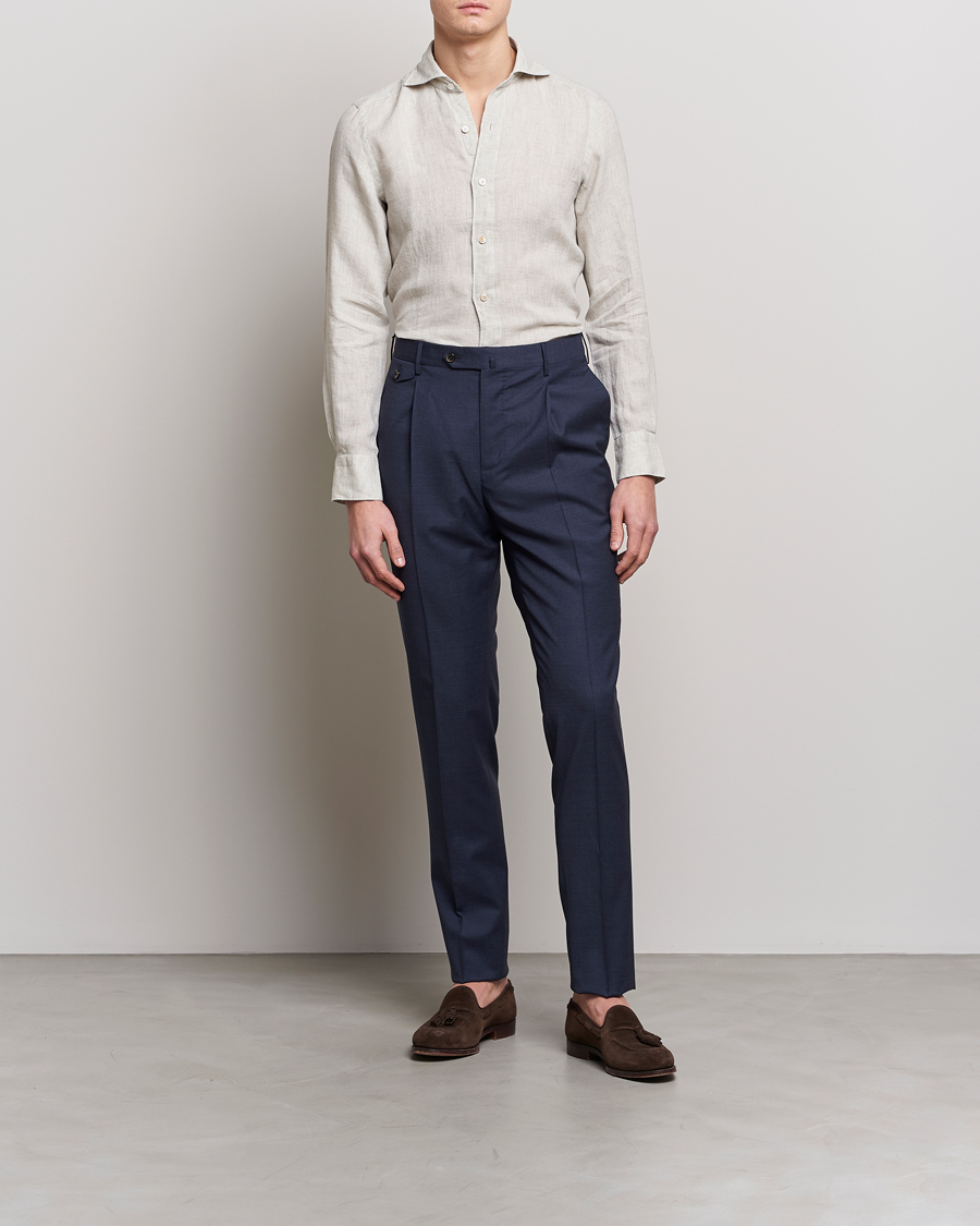Herre | Skjorter | Finamore Napoli | Tokyo Slim Linen Shirt Oat