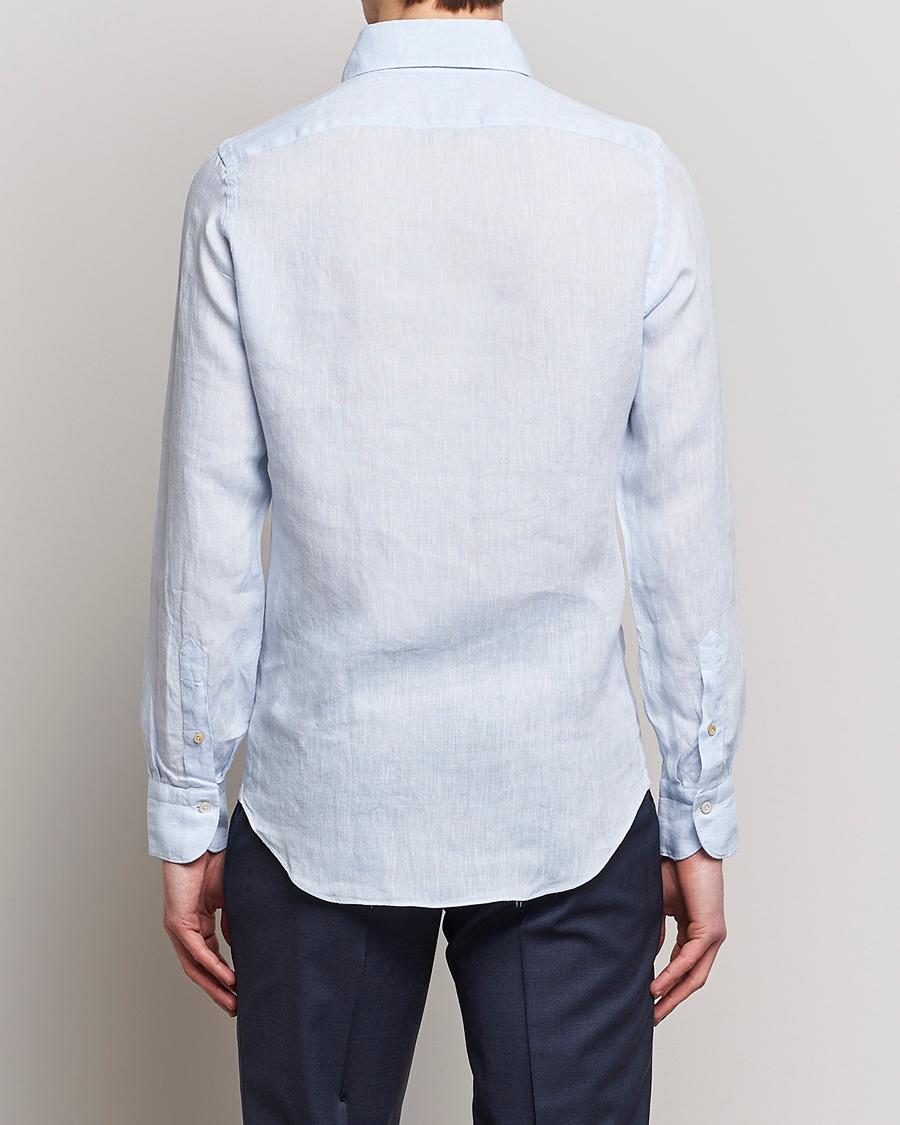 Herre | Skjorter | Finamore Napoli | Miami Linen Popover Shirt Light Blue