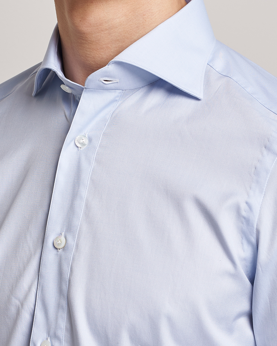 Herre | Skjorter | Finamore Napoli | Tokyo Slim Oxford Popover Shirt Light Blue