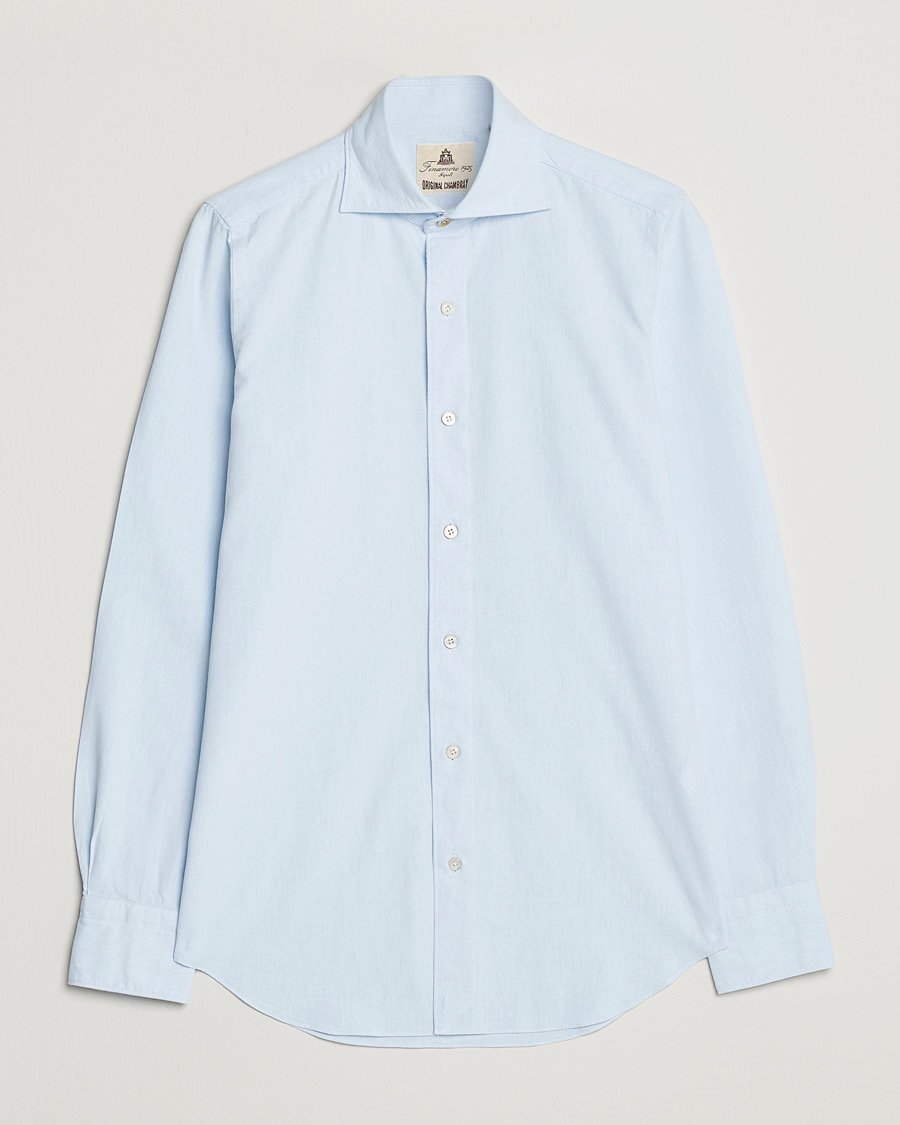 Herre | Skjorter | Finamore Napoli | Tokyo Slim Chambray Shirt Light Blue