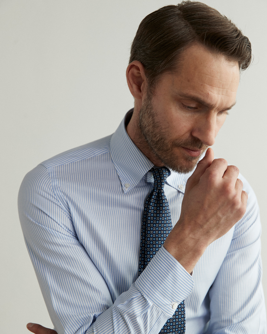 Herre | Skjorter | Finamore Napoli | Tokyo Slim Chambray Shirt Light Blue