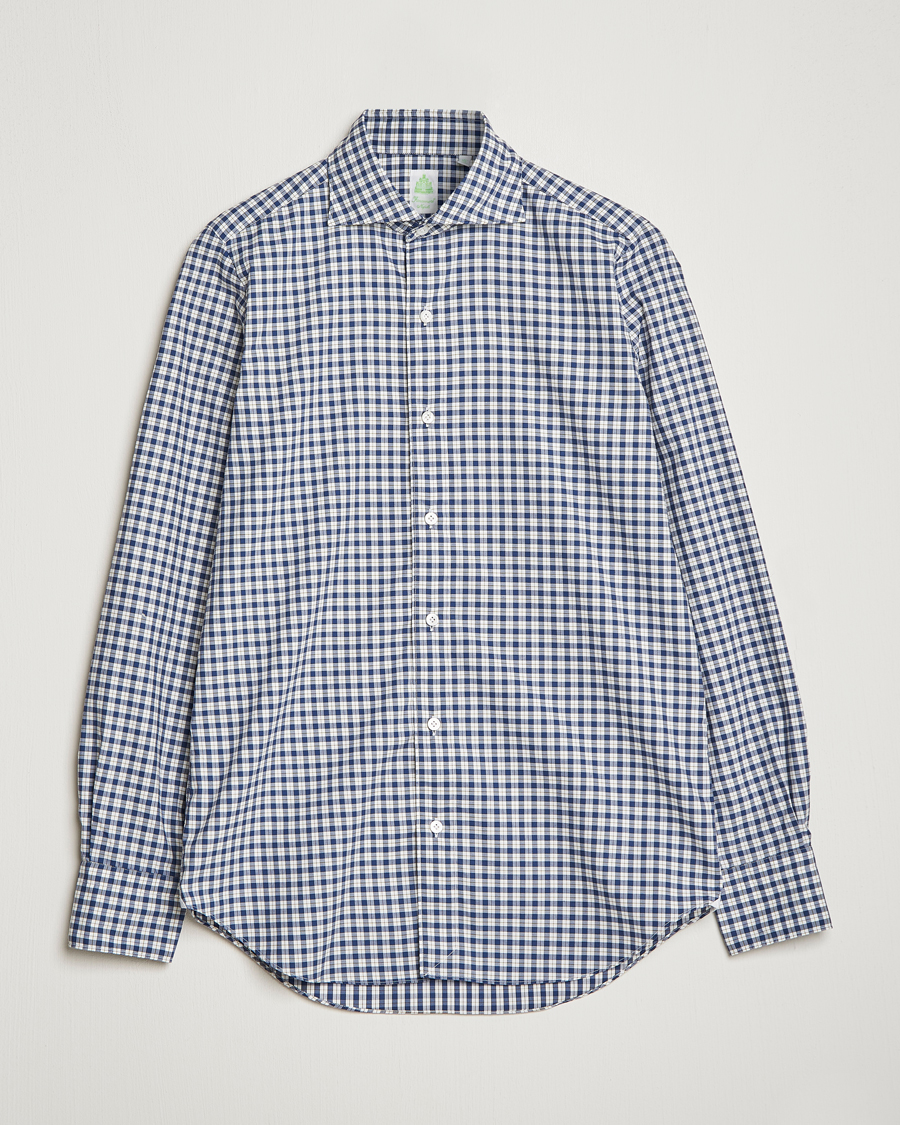 Herre | Skjorter | Finamore Napoli | Tokyo Slim Sport Shirt Blue Check