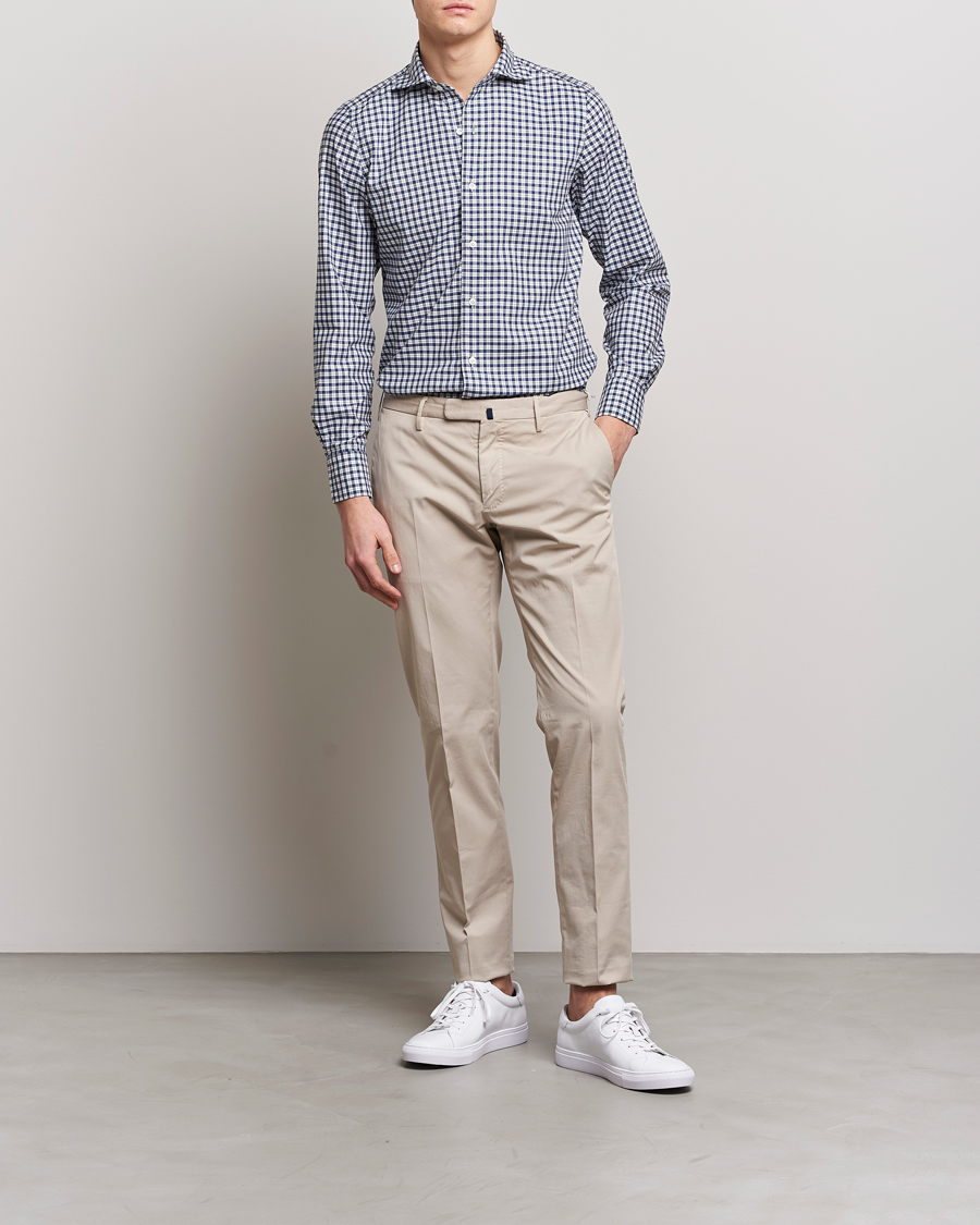 Herre | Skjorter | Finamore Napoli | Tokyo Slim Sport Shirt Blue Check