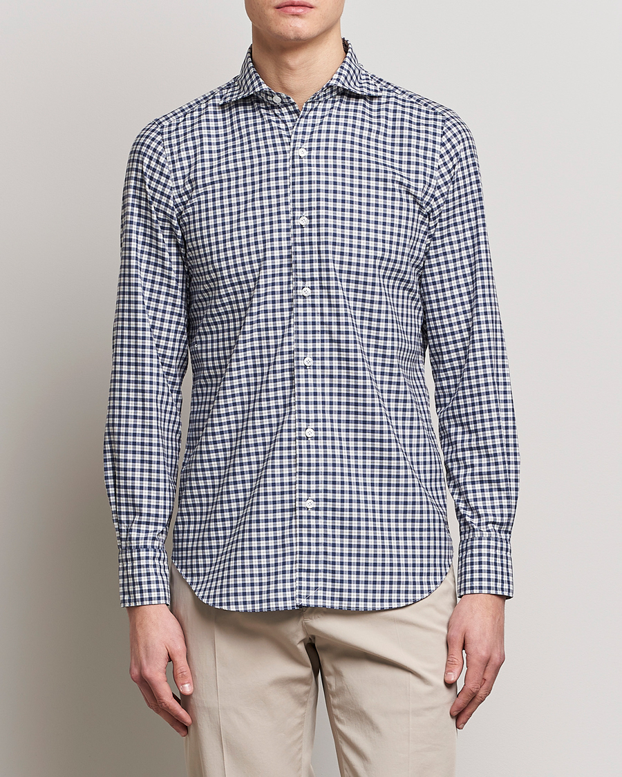 Herre | Finamore Napoli | Finamore Napoli | Tokyo Slim Sport Shirt Blue Check
