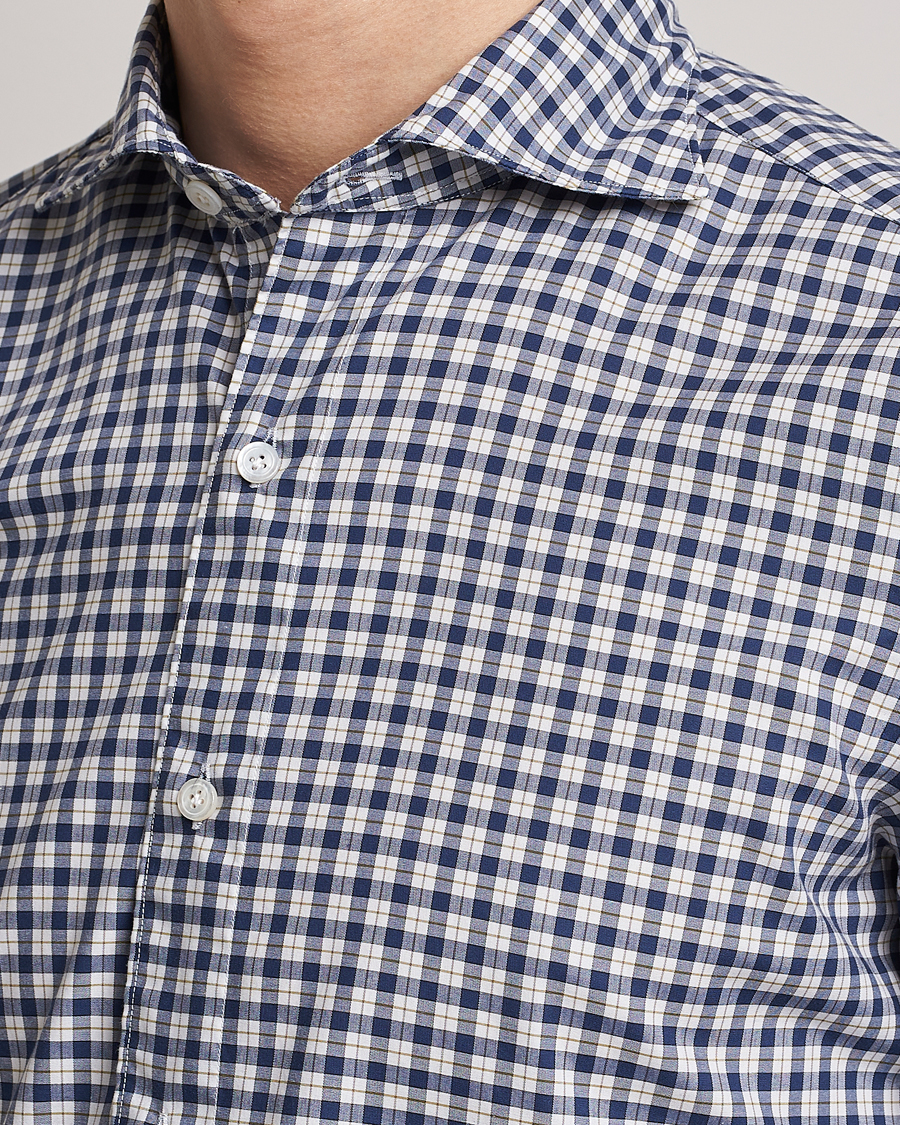 Herre | Skjorter | Finamore Napoli | Tokyo Slim Sport Shirt Blue Check