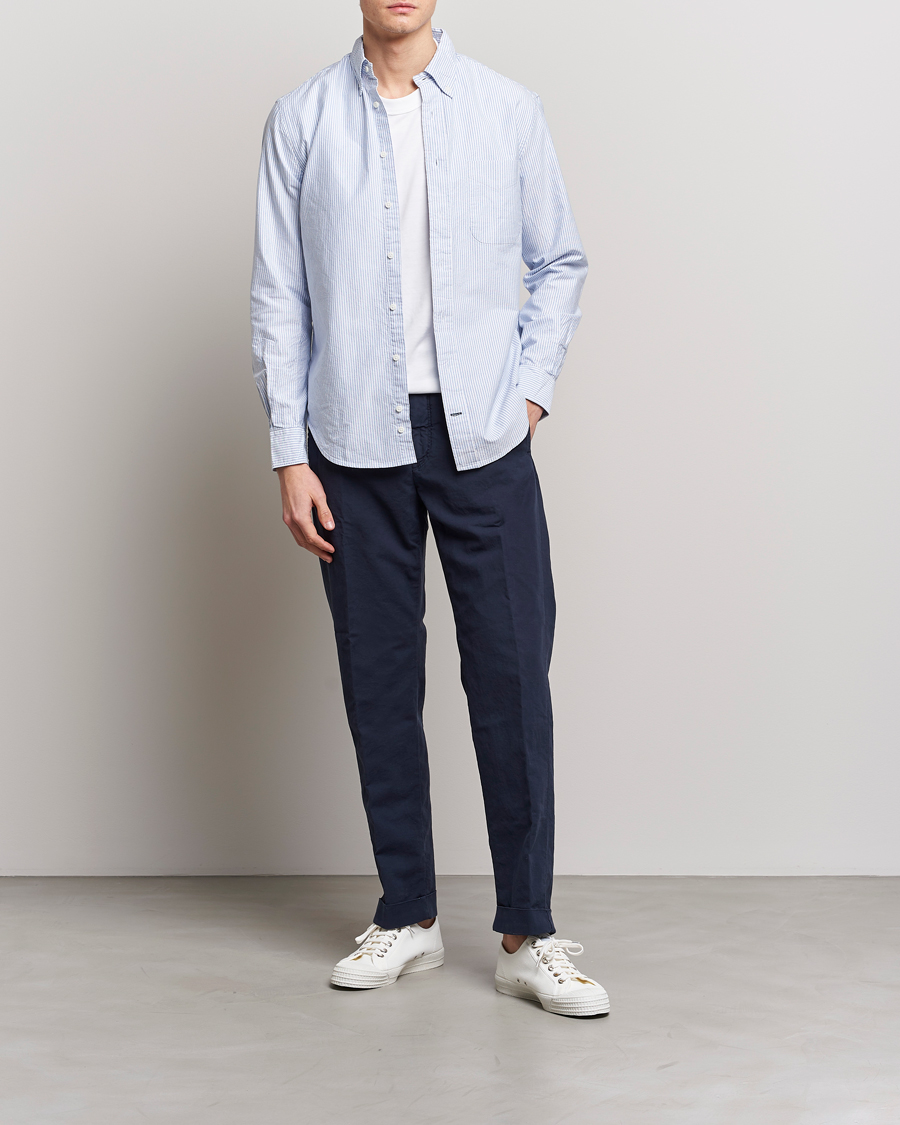 Herre | Skjorter | Gitman Vintage | Button Down Oxford Shirt Blue Stripe