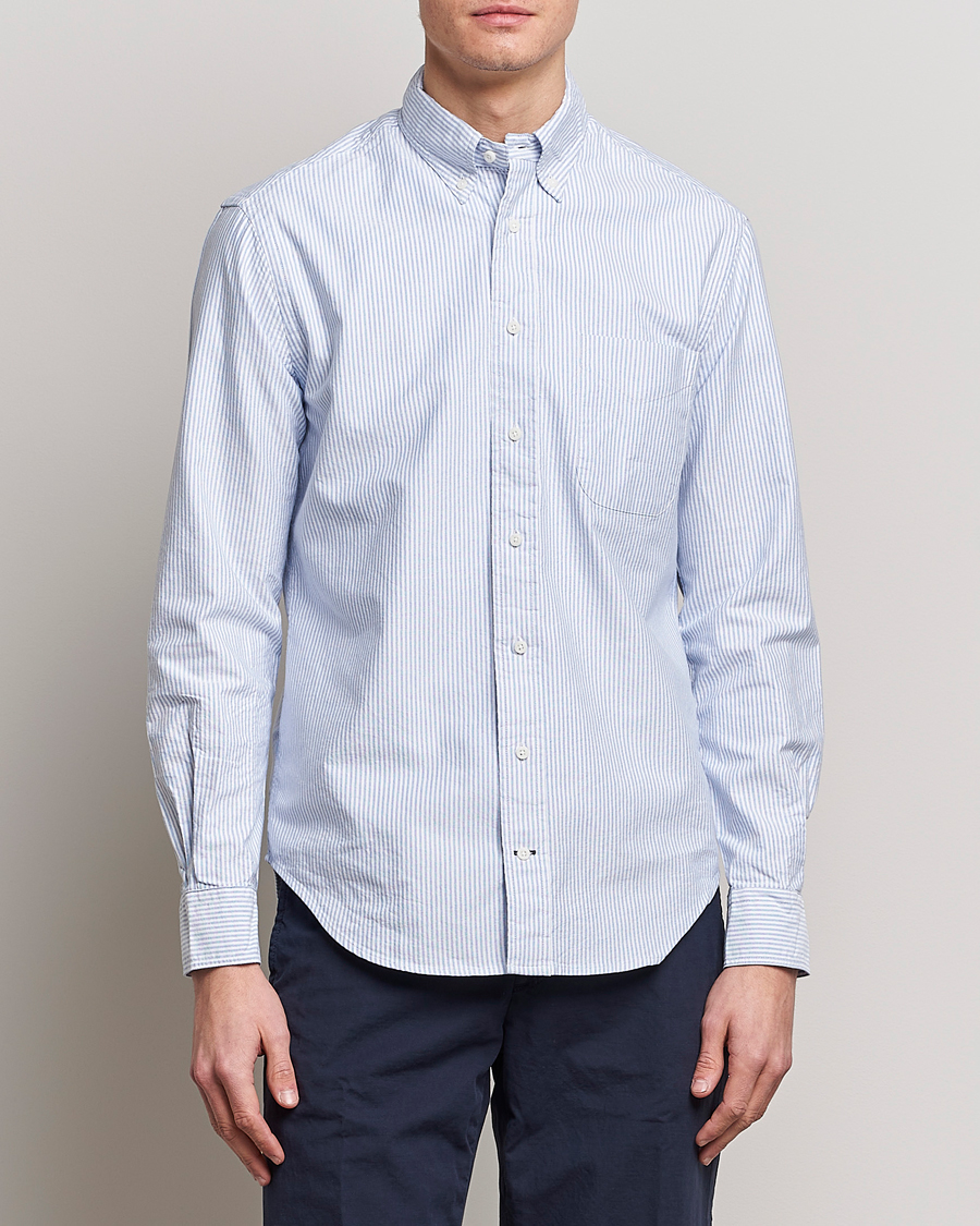 Herre | Skjorter | Gitman Vintage | Button Down Oxford Shirt Blue Stripe
