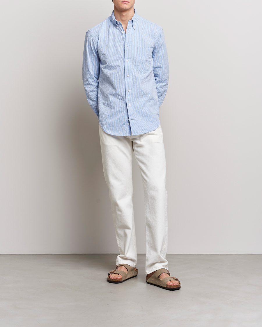 Herre | Skjorter | Gitman Vintage | Tonal Seersucker Shirt Light Blue