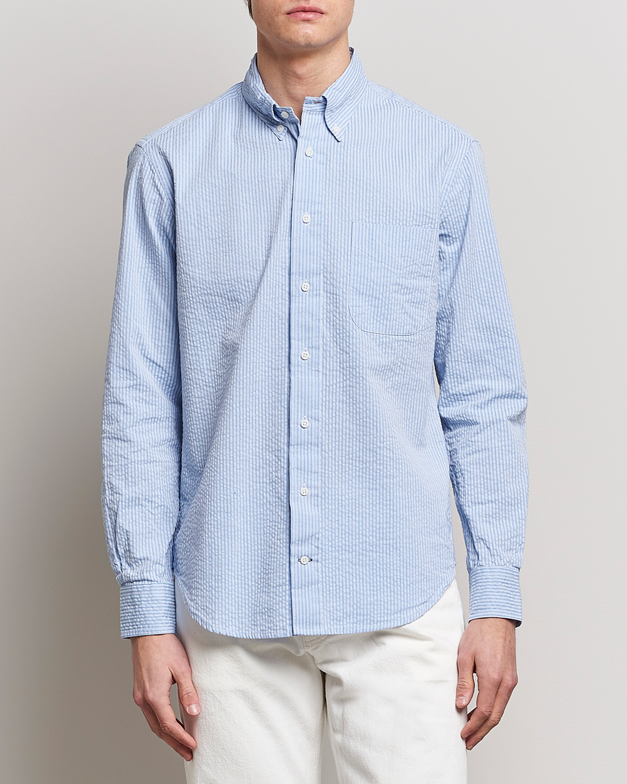 Herre | Skjorter | Gitman Vintage | Tonal Seersucker Shirt Light Blue