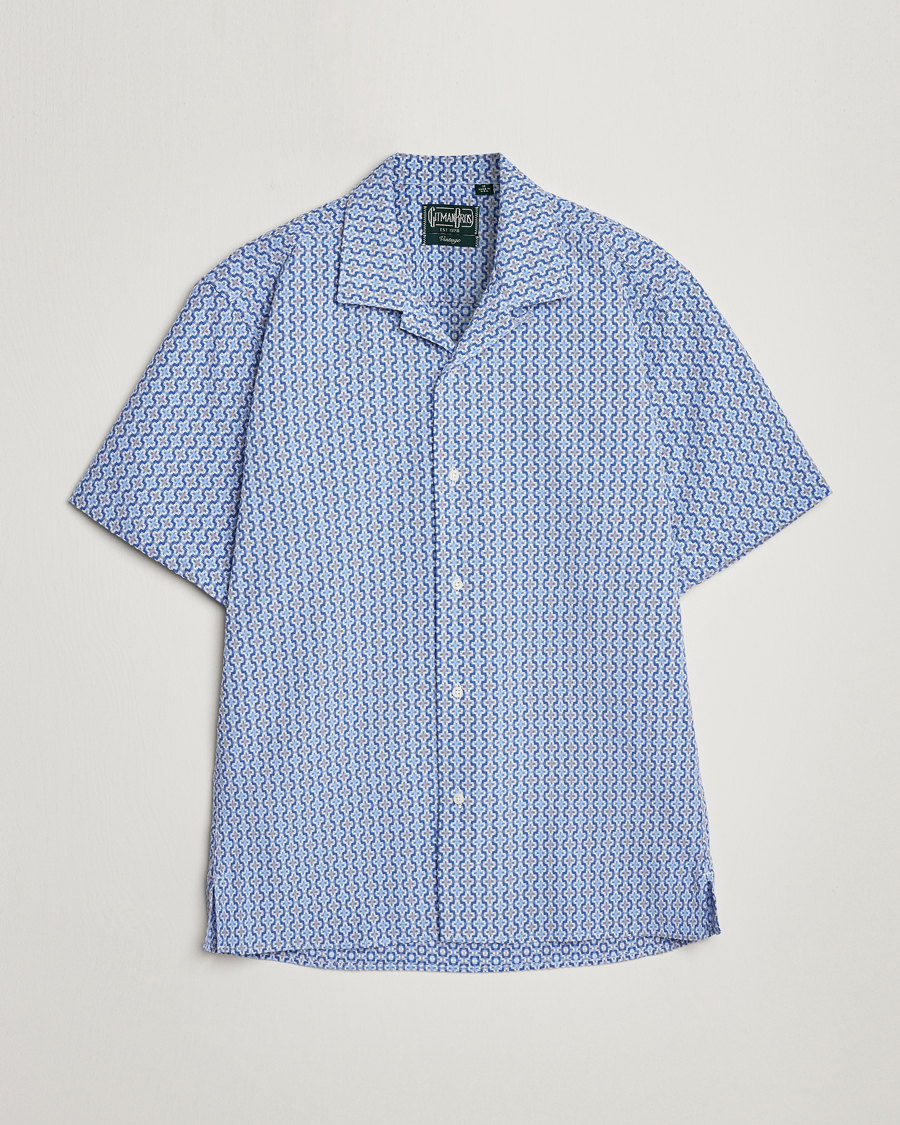 Herre | Skjorter | Gitman Vintage | Summer Ready Jacquard Camp Shirt Light Blue