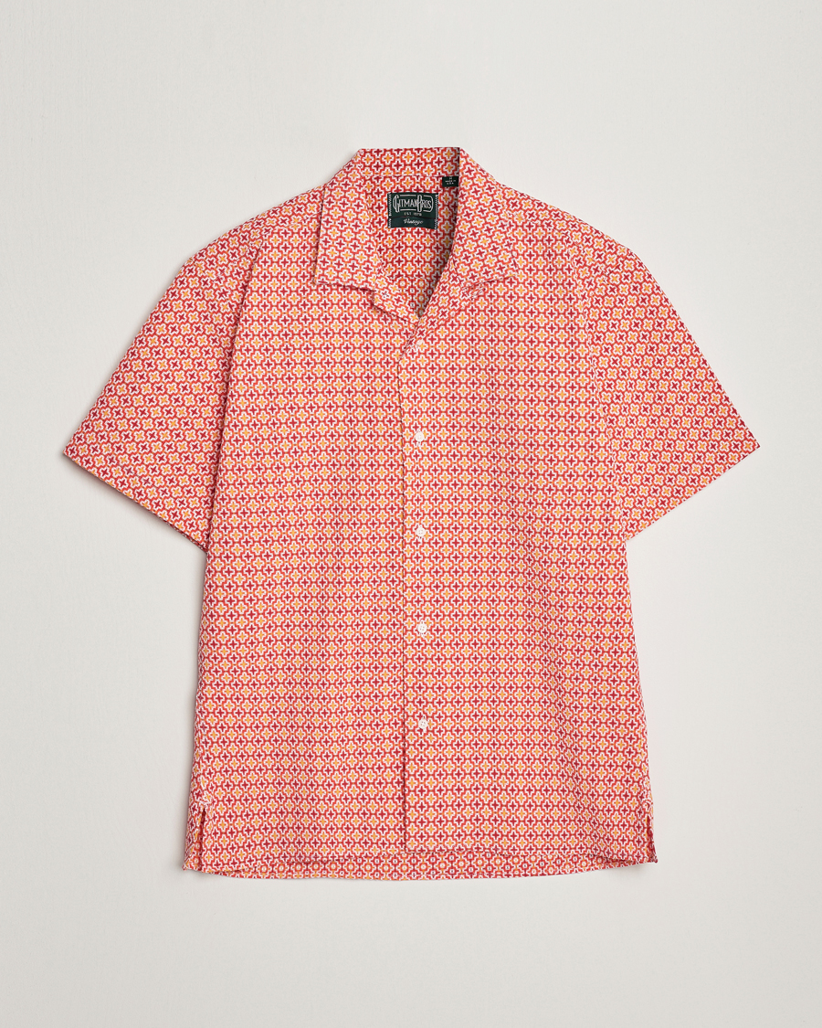 Herre | Skjorter | Gitman Vintage | Summer Ready Jacquard Camp Shirt Rosa