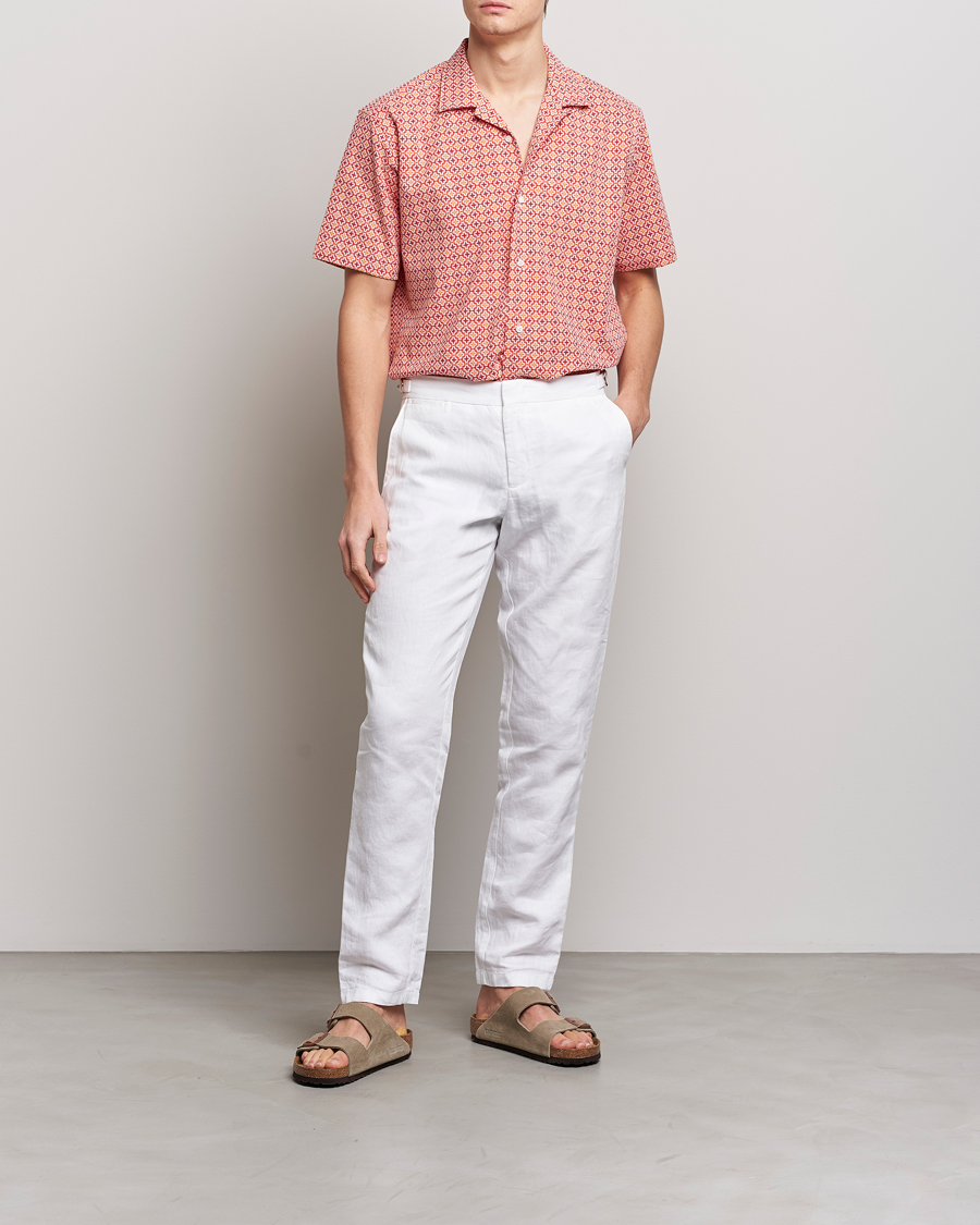 Herre | Skjorter | Gitman Vintage | Summer Ready Jacquard Camp Shirt Rosa