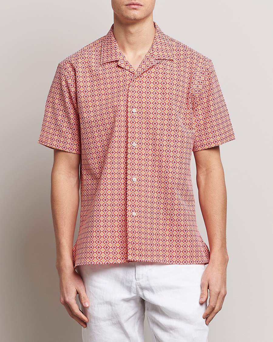 Herre | Skjorter | Gitman Vintage | Summer Ready Jacquard Camp Shirt Rosa