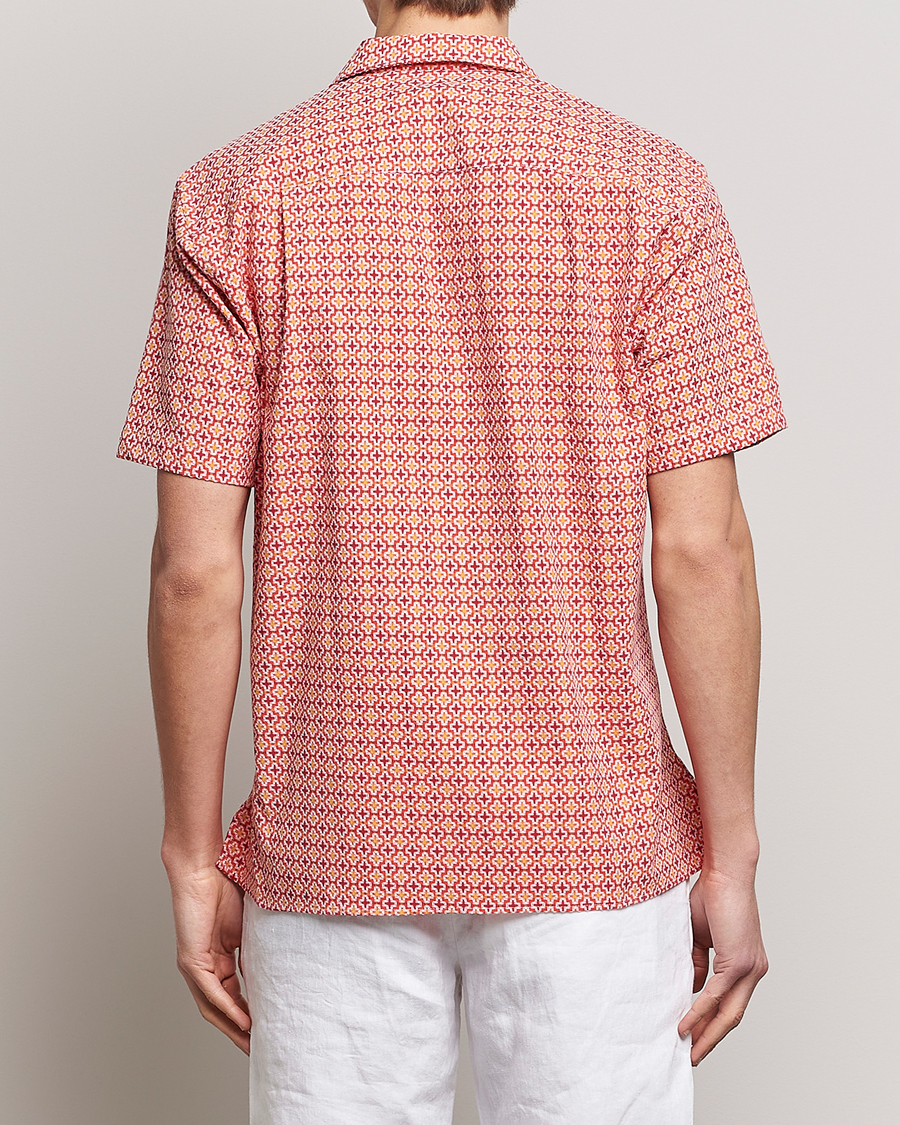 Herre | Skjorter | Gitman Vintage | Summer Ready Jacquard Camp Shirt Rosa