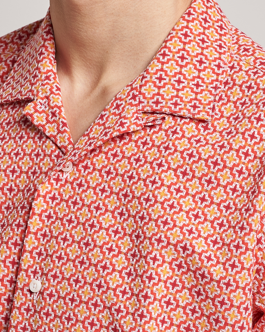 Herre | Skjorter | Gitman Vintage | Summer Ready Jacquard Camp Shirt Rosa