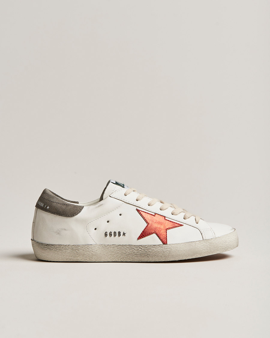 Herre | Golden Goose Deluxe Brand Super-Star Sneakers White/Red | Golden Goose | Deluxe Brand Super-Star Sneakers White/Red