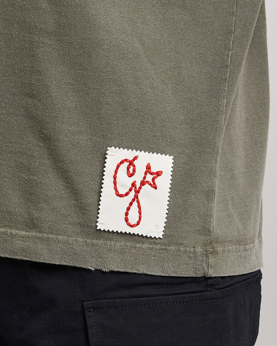 Herre | T-Shirts | Golden Goose | Deluxe Brand Dyed Jersey Logo T-Shirt Dusty Olive