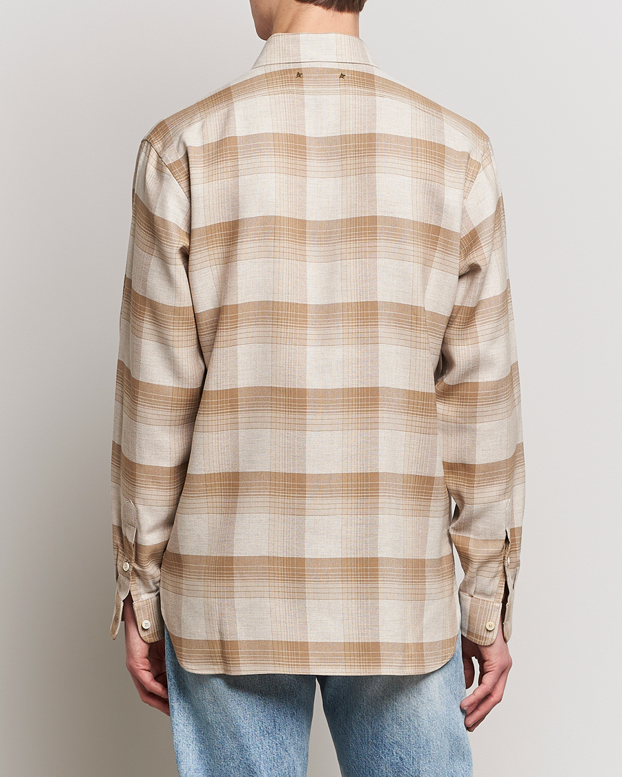 Herre | Skjorter | Golden Goose | Deluxe Brand Regular Check Wool Shirt White/Sand