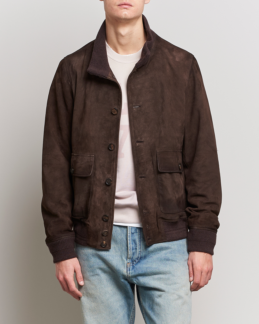 Herre | Jakker | Golden Goose | Deluxe Brand Soft Suede Jacket Dark Brown Suede