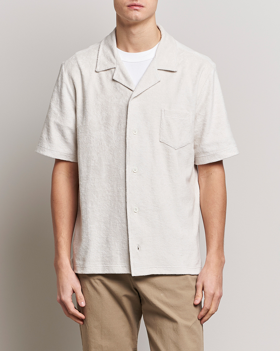 Herre | Kortærmede skjorter | Howlin' | Short Sleeve Terry Shirt White Sand