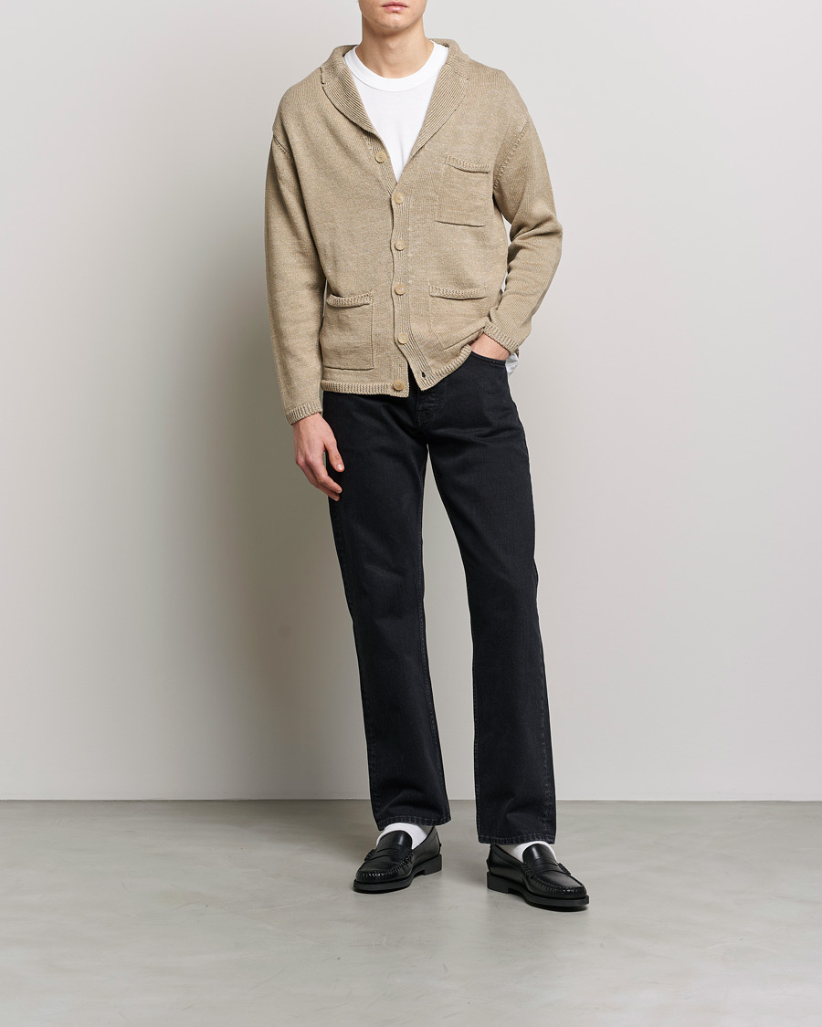 Herre | Trøjer | Inis Meáin | Washed Linen Pub Jacket Dark Natural